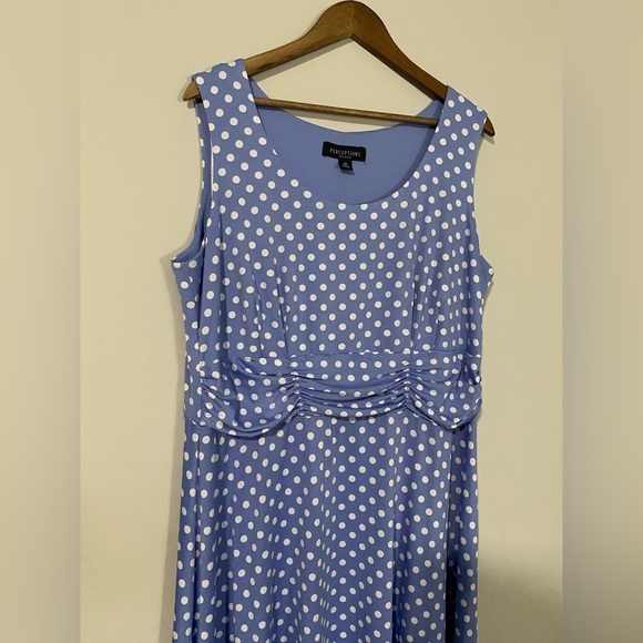 Perceptions - Blue and White Polka Dots Dress - Picture 8 of 12